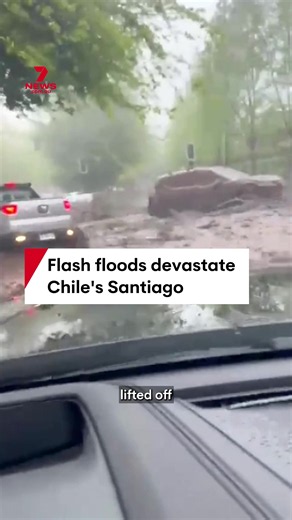 Residents have been airlifted off the roofs of their homes during a flash flood emergency in central Chile. A river burst its banks southwest of the capital, Santiago, sending torrents of water rushing through the streets and carrying away cars and buses. #chile #santiago #flashflood