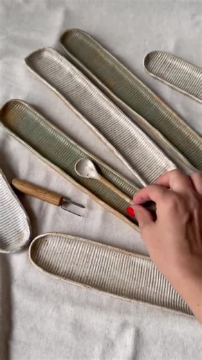 Handmade Striped Ceramic Olive Boat: Rustic Pottery Serving Dish - Etsy