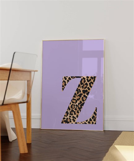Letter Z Wall Art Purple Leopard Print Purple Dorm Decor Aesthetic Apartment Decor Girl Room Art Cheetah Print Wall Art Teen Girl Room Decor - Etsy