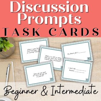 ESL Discussion Prompts, Icebreakers, Bell-Ringers, Task Cards for Adults & Teens