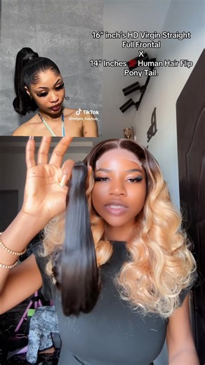 Premium Human Hair Frontal and Ponytail Bundles