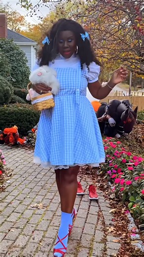 Cynthia Blanc Preiss MacLean🇺🇸 on Instagram: "✨ I Followed the Yellow Brick Road… and Found My Heels Again 💫👠 After 11 months in sneakers and flats recovering from a foot injury, I finally slipped back into heels—just in time to become Dorothy for Halloween. In this video, I walk along our own yellow brick road in sparkly red sneakers… then find a pair of ruby-red heels waiting in the flowers. That first step? Symbolic. Liberating. Joyful. And I walked. Gracefully