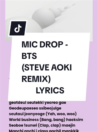 MIC DROP BTS Steve Aoki Remix lyrics