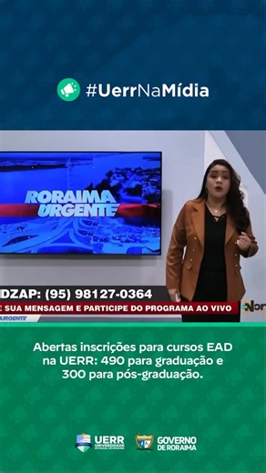 🚨 Oportunidade imperdível! 🚨 A UERR está com inscrições abertas para cursos EAD de Graduação e Pós-Graduação 🎓 👨🏻‍💻 Aulas remotas algumas atividades presenciais ✅ Sem taxa de inscrição 📑 Seleção por análise curricular 🔗 Edital e inscrições no link da bio ❓ Mais informações: nead.uerr.edu.br/uab | UERR - Universidade Estadual de Roraima