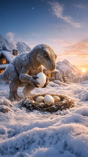 Cold Winter, Lost Egg, Dinosaur’s Love ❤️ #ai #aishorts #shorts #animals #visualai