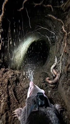 Mounted Micro-Camera Inside an Eastern Mole’s Underground Tunnel System#EasternMole #UndergroundLife