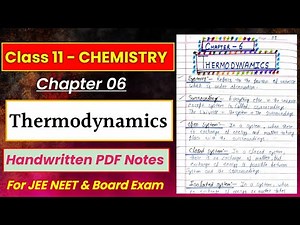 Chapter 6 || THERMODYNAMICS || Chemistry || Class 11th || Handwritten PDF notes || IIT JEE & NEET ||