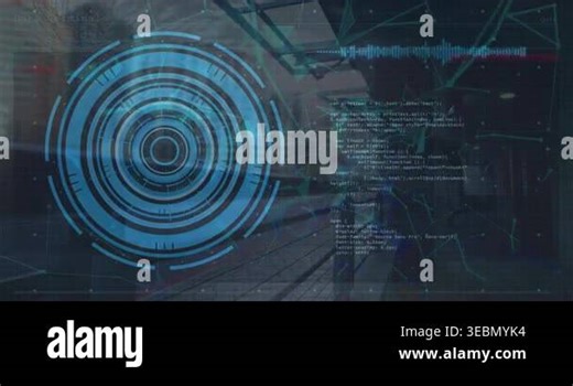 A digital interface and global connection concept video showing a scope scanning and data processing over a grid Stock Video Footage - Alamy