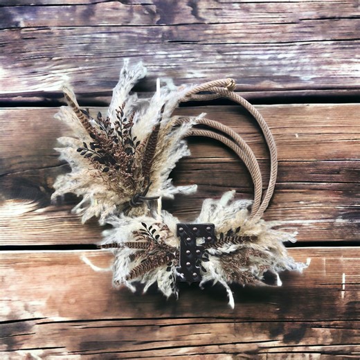 Rope Wreath Western Lariat Wreath Decor Lasso Wreath for Front Door Western Pampas Boho Wreath Western Cowboy Rope Wreath Western Home Decor - Etsy
