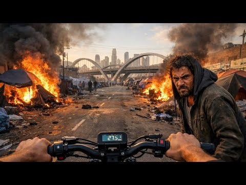 LIVE - Downtown LA - Cruising through Skid row - 6th street bridge bridge - ICE detention center