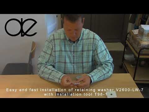 How to install the retaining washer V2600-LW-7 with the installation tool T98-1?