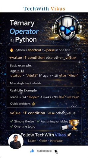 Python Ternary Operator 🤯 | if-else in One Line | #shorts #coding #python #trending #viral 🔥🔥💯💯