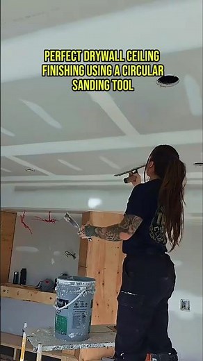Perfect Drywall Ceiling Finishing Using a Circular Sanding Tool – Smooth Results Every Time!