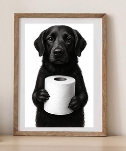 Dog Poster Animal Bathroom Poster Dog Gift Dog Art Bathroom Wall Decor Poster black and white Bathroom Print Digital Download