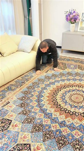 Is the 9x12ft handmade blue silk carpet with Dom pattern suitable for this space? #silkrug