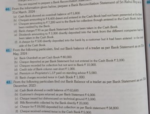 You are required to prepare a Bank Reconciliation Jtaie From th... | Filo
