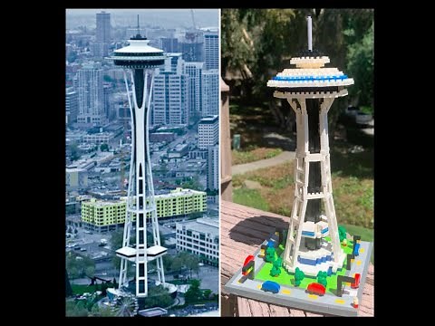 Mini Building Blocks. Seattle Space Needle. 821 pieces. LEGO. Конструктор из мини блоков.