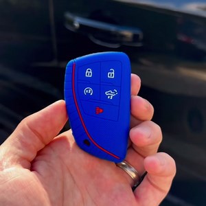 RECON Fits 18-25 Ford F150, Raptor & Super Duty (F250, F350, F450, F550) Bronco Ranger Maverick Escape 100% Silicone Rubber Rugged Smart Key Fob Protection Cover Premium Quality 5 Button (Red)