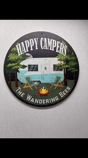 Help settle a marital debate. How many Happy Camper signs in TOO MANY Happy Camper Signs🏕️ #thewanderingbees #happycampers | The Wandering Bees