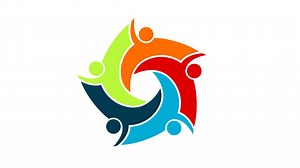 People logo. Group teamwork symbol of five persons in a circle.4K resolution motion graphic | Premium Stock Video Footage