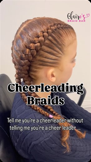 Claire’s Braid Bar on Instagram: "Neat, tight Dutch Braids - the best style for a cheerleading competition 🤸 With thanks for beautiful Darcy #cheercompetition #cheerhair #dutchbraids #hairtutorial #hairvideo"