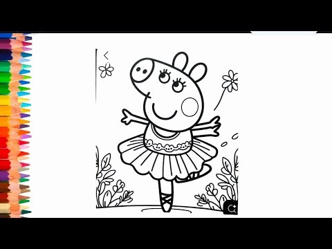 Peppa pig Colouring sheets, Peppa pig painting for kids and toddlers, Peppa pig tales