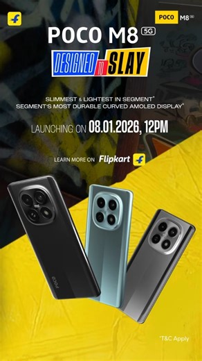 Designed to slay. Built to last. ⚡ POCO M8 5G brings a segment-slimming design, curved AMOLED brilliance, MIL-grade durability, Snapdragon power, and a battery that just won’t quit. No compromises. Just domination. #DesignedToSlay [ Travel, Shopping, Gaming, Smartphone, 5G, Mobiles, Winner, Battery, Power, Poco M Series, photography, Style, Design, Beauty ] #POCO #pocoindia | POCO India
