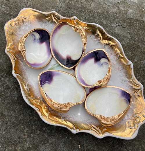 Set of 5 Clam Shell Ring Dishes, Seashell Jewelry Trinket Bowl, Quahog Wampum Purple Coastal Beach Decor, Wedding Party Bridesmaid Gift - Etsy