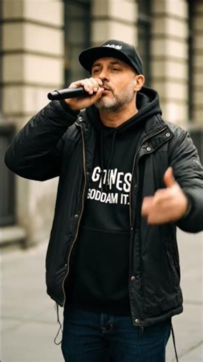 An old man rapping fastly.