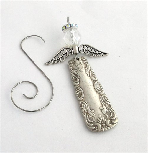 Spoon Angel Ornament Portland Christmas Tree Decoration Iridescent Face Halo Antique Silverware Upcycled Flatware Art AB Christian Spiritual - Etsy