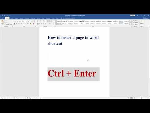 How to insert a page in word shortcut