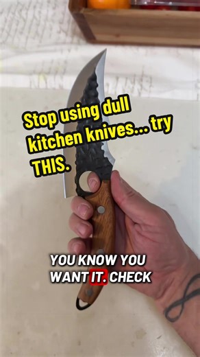 The DRAGON RIOT meat cutting knife is forged for strength and balance. The high carbon blade slices clean through meat, vegetables, and more with minimal effort. #KnifeReview #KitchenTok #CookingGear #ChefTools #KitchenMustHave