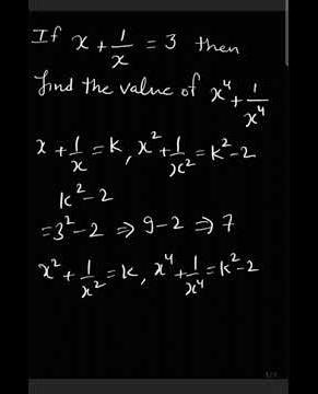if x×1/×=3 then find the value of x^4+1/x^4 #mathsssccgl