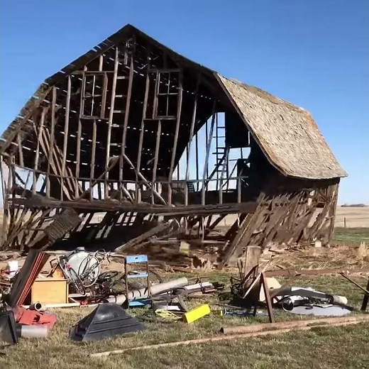 Pushing a barn over!