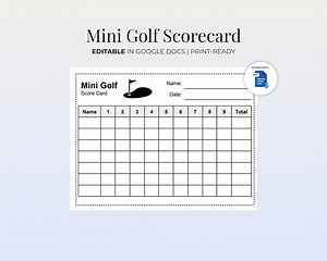 Printable Mini Golf Score Card | Mini Golf Putt Putt Party Score Sheet | Miniature Golf Game | Golf Score Card and Sheet | 9 Play Score - Etsy
