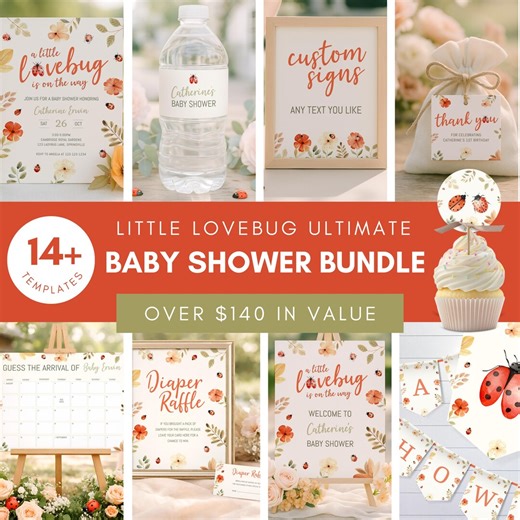 Ladybug First Birthday Bundle, Lovebug Birthday Decorations Printable, Ladybug Birthday Party Decor Set, Lovebug First Birthday Bundle Sb168 - Etsy