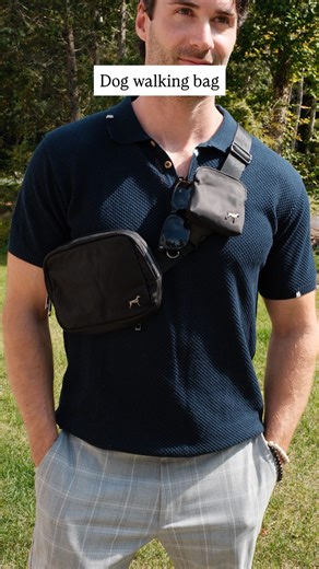 The dog walking bag that has everything! Featuring a retractable water bottle holder, poop bag dispenser and more! | Parker & Co.