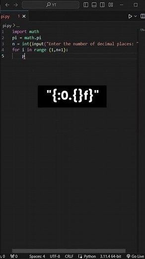 How to Find the Value of Pi Up to 'n' Decimal Places in Python #coding #forloop #python #pi