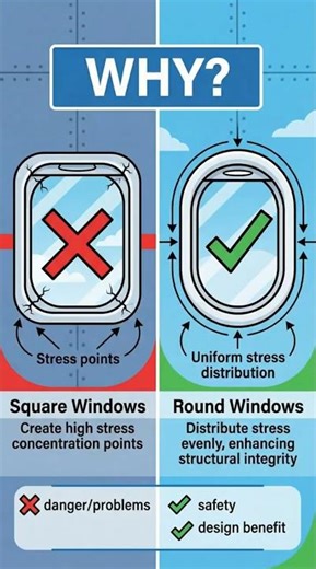 Why Airplane Windows Are Round ✈️ (Engineering Explained)