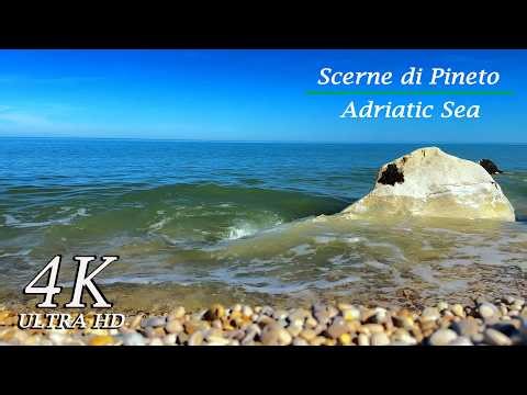 Refreshing Ocean Sounds | Pebble Beach & Whirlpool ASMR | Scerne di Pineto | Adriatic Sea | 4K