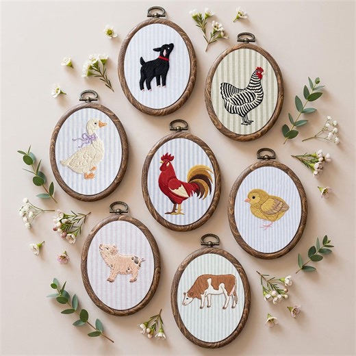 Colorful Farm Animals Hand Embroidery Pattern PDF Farm Chicken Embroidery Design DIY Hoop Art for Beginners Instant Download - Etsy