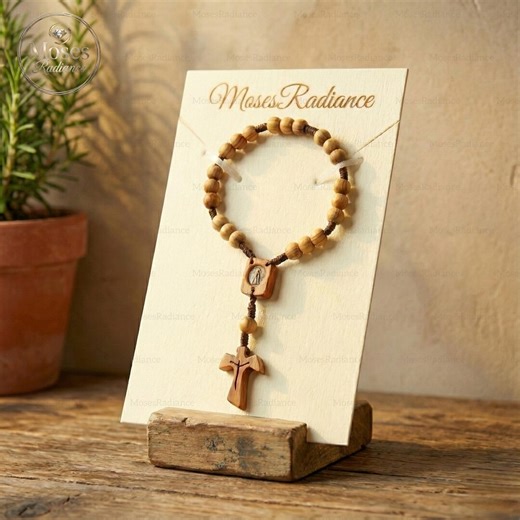 St Benedict Wood Bracelet, Mens Catholic Rosary Beads, Rustic Wood Faith Bangle, Religious Cross Protection Gift - Etsy