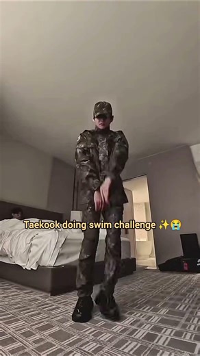 Taekook doing swim challenge in military uniform ✨😭 #taekook #taehyung #jungkook