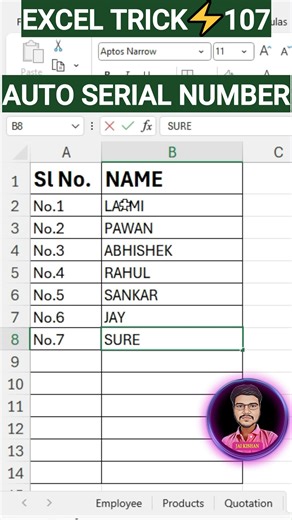 Jai Kishan Mahato on Instagram: "Excel Auto Number SEQUENCE + COUNTA Formula Trick (Hindi) Excel me Serial Number automatic chahiye? 🤯 Manual numbering se chutkara pao 💥 Is short reel me maine dikhaya hai: ✅ SEQUENCE function ka use ✅ COUNTA function ka smart combo ✅ Auto numbering jo data ke saath update hota rahe Office work ho ya data entry – ye Excel trick time saver hai ⚡ 👉 Like 👍 👉 Share 🔁 👉 Follow karein for daily Excel & Tech tricks 🚀 #ExcelAutoNumber,#ExcelFormula,#SequenceFunct