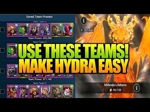 HYDRA FOR NON WHALES! USE THESE TEAMS FOR BETTER RESULTS & REWARDS! RAID SHADOW LEGENDS TEST SERVER