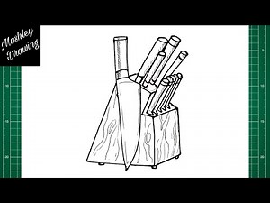 How to Draw a Kitchen Knife Set