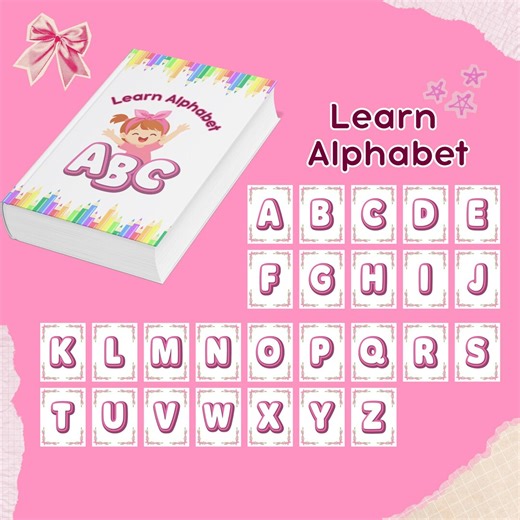 Pink ABC Flashcards Printable – Toddler Alphabet Learning Cards (digital Download) - Etsy
