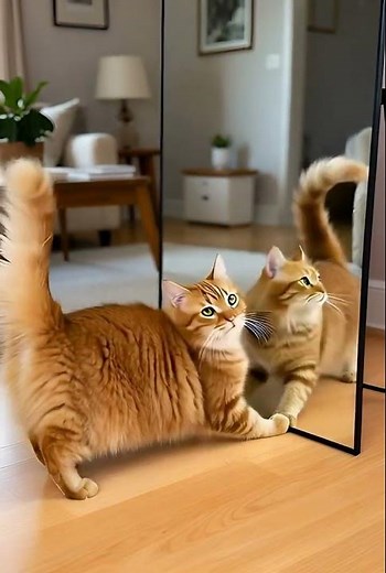 Cat vs. Mirror: A Hilarious Encounter