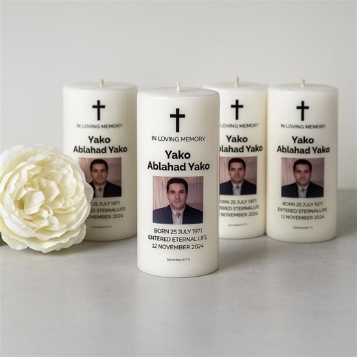 In Loving Memory Memorial Candle | Custom Scented Vanilla & Jasmine Pillar | Funeral Candle Gift - Etsy Australia