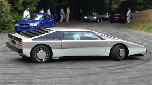 1979 Aston Martin Bulldog futuristic supercar in action